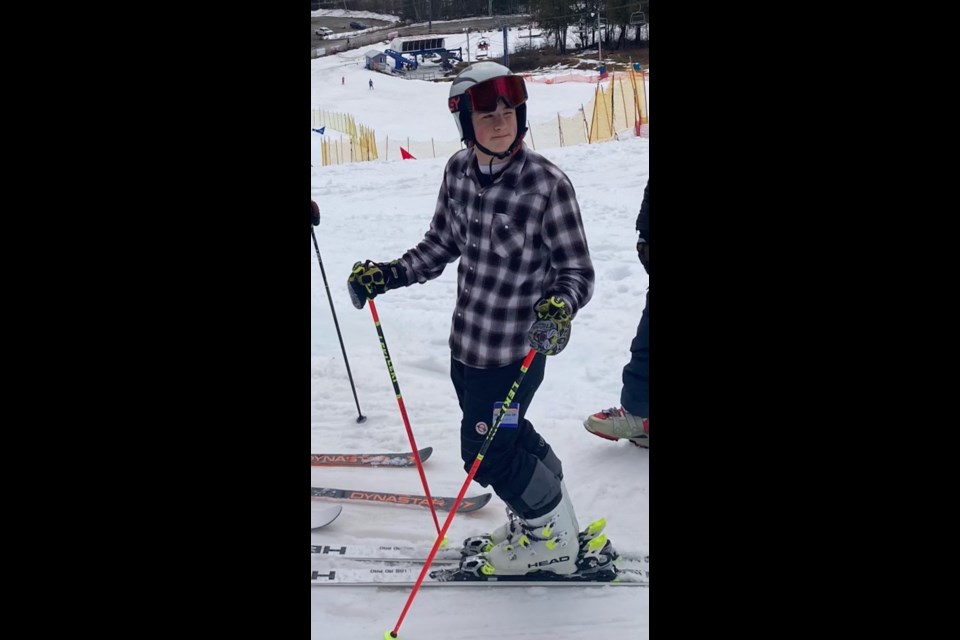 Samuel Aitken won the U16 provincial championship in ski cross last month.