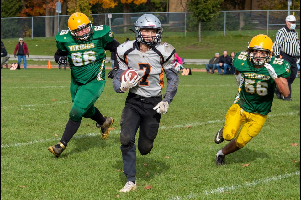 Orillia Secondary School running back Scott Ivancic scored the game's only touchdown during Friday's SCAA semi-final. OSS won 9-0. 