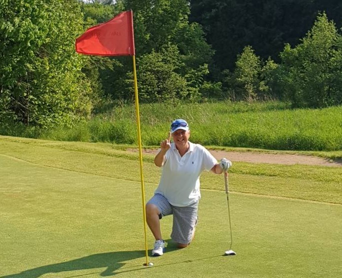 Mary Hurl recorded a hole in one earlier this month on the third hole of the Timber Ridge course at Hawk Ridge Golf Club. Contributed photo