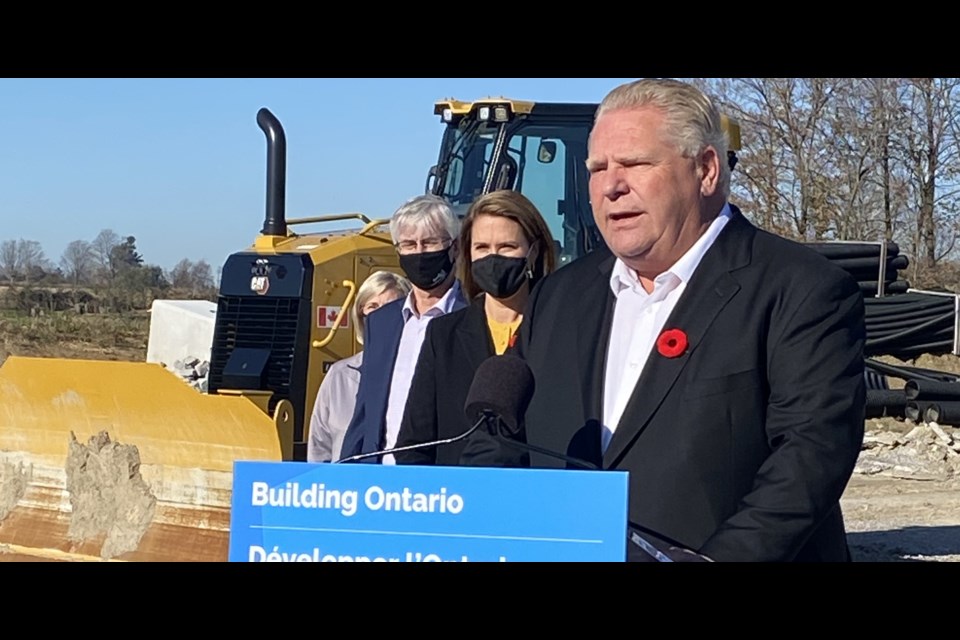 Premier Doug Ford is shown in this file photo announcing the go-ahead for the Bradford Bypass.