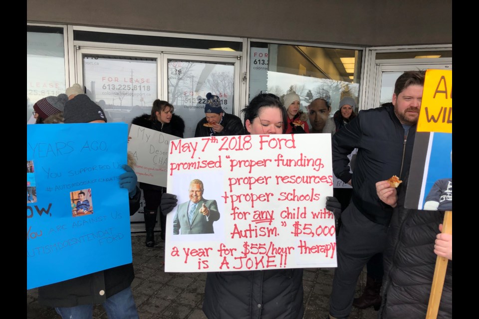 Protest against Autism funding changes. Photo: Chris Kurys