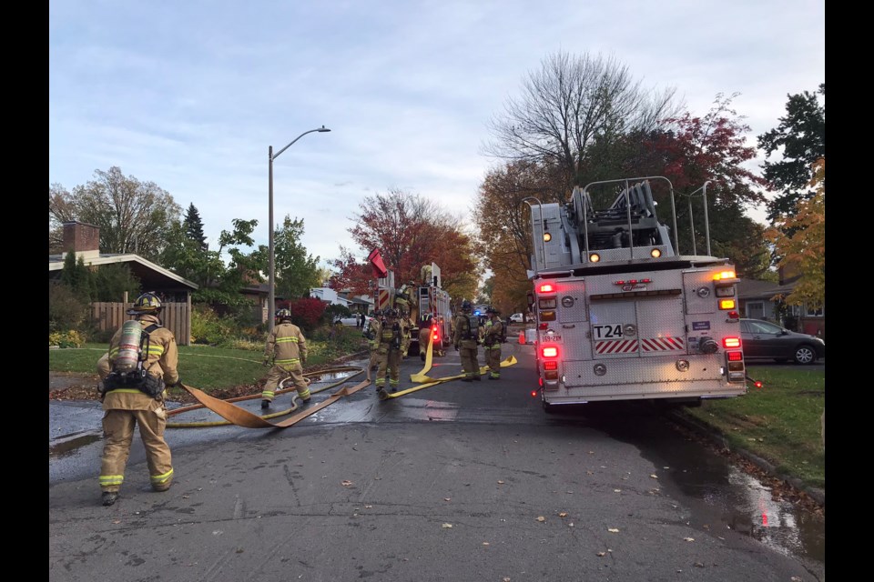 Firefighters tackle blaze at 935 Blythdale Rd. (Photo/Ottawa Fire Services)