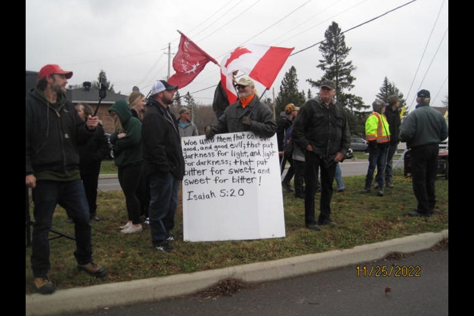 A protest against females using men's washroom at St. Joseph's High School in Renfrew attracted about 30-35 supporters                          