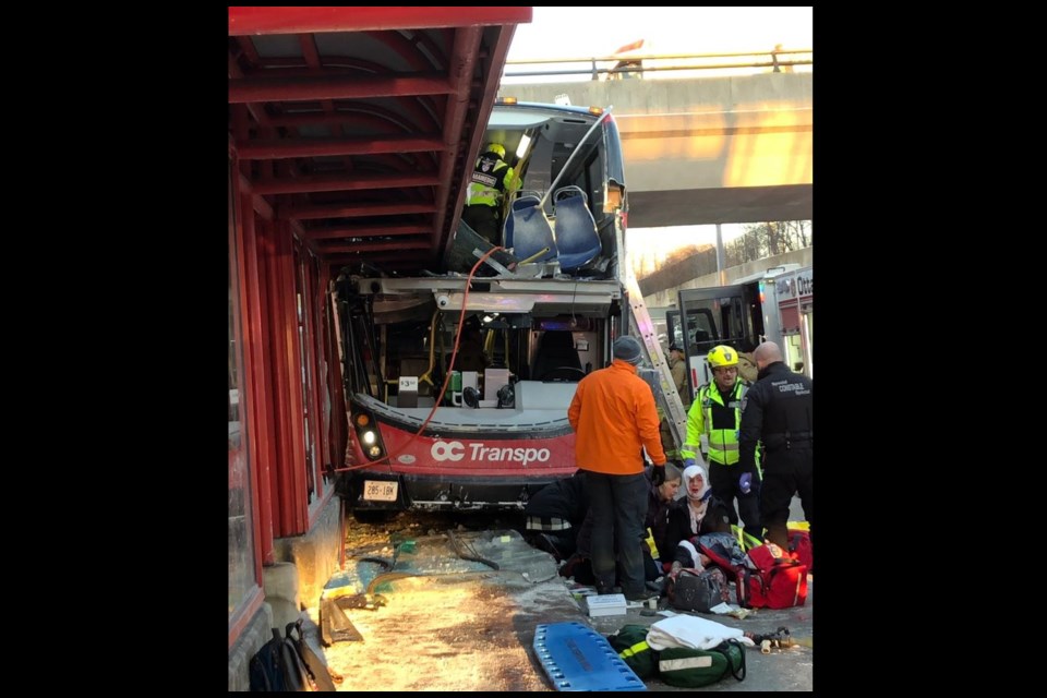 Serious bus crash at Westboro Station. Photo/ Karina Wieser