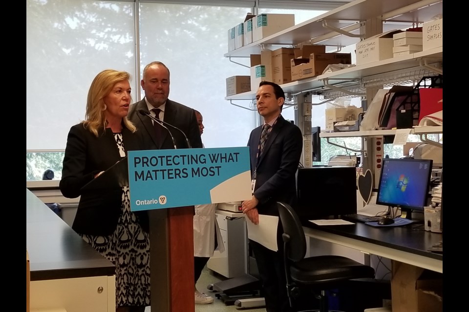 Ontario Health Minister Christine Elliot announces expanding newborn screening program at CHEO. (July 3, 2019/Jenn Pritchard) 