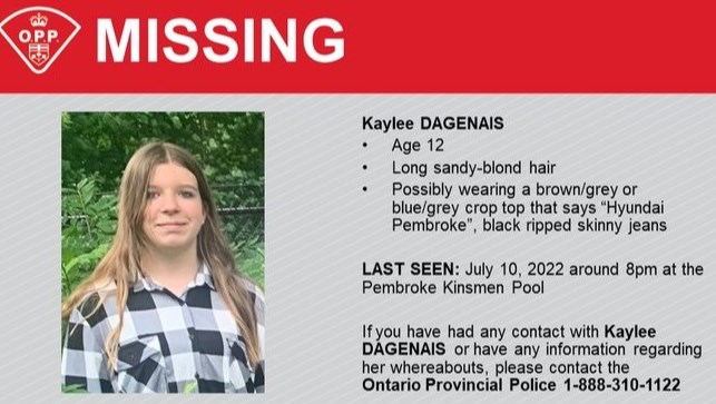 OPP asking for public's help in locating missing 12-year-old last seen in Pembroke area - CityNews Ottawa OPP asking for public's help in locating missing 12-year-old last seen in Pembroke area - CityNews Ottawa
