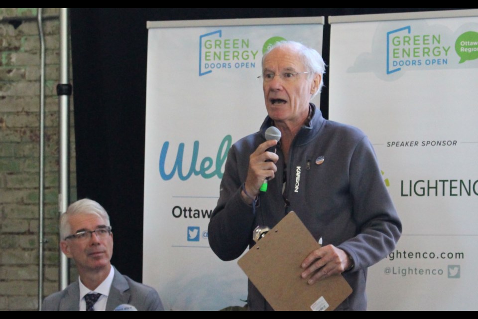 Mayoral candidate Clive Doucet said his plan to create a regional rail network will get people moving and cars off the road at a debate focused on environmental issues on Sept. 22. Drew May/ OttawaMatters.com