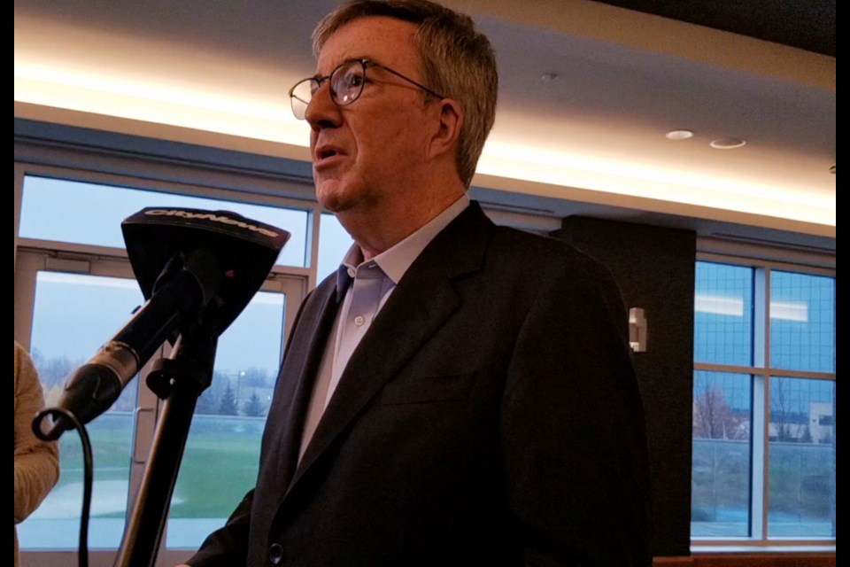 Mayor Jim Watson at a press conference, Nov. 18, 2021/Perushka Gopalkista photo