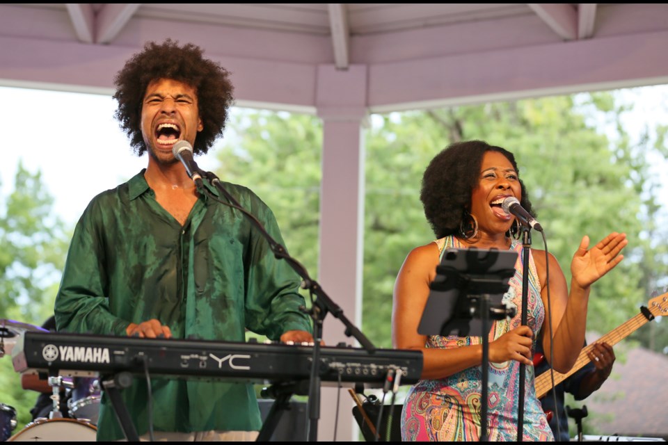 'Everyday People—the Music of Sly and the Family Stone' perform at the Fonthill Bandshell on Aug. 24 2023.