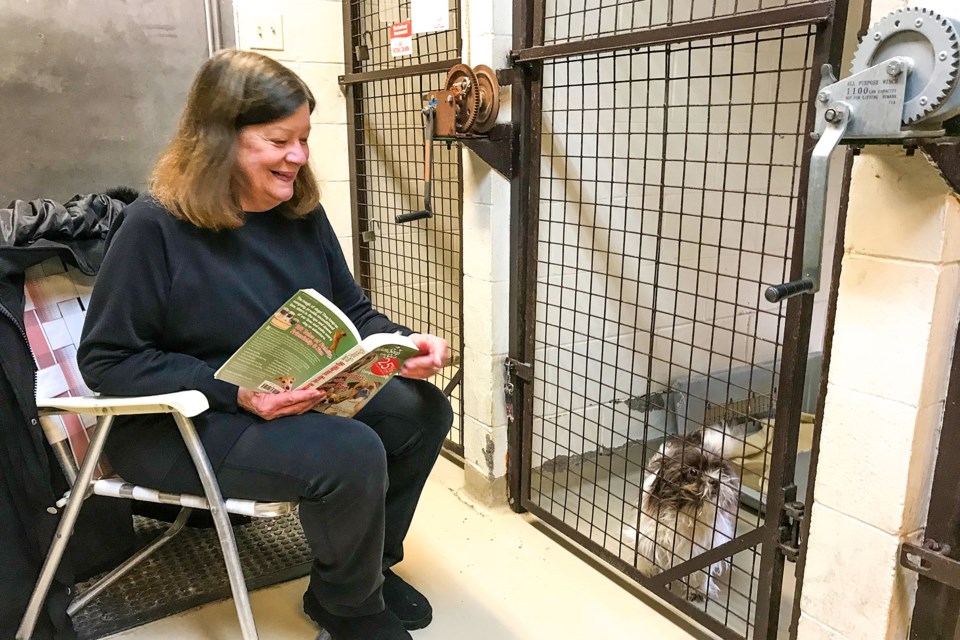 Cindy Martin and Einstein preparing for the days reading session at the Port Colborne location of the Niagara SPCA and Humane Society.