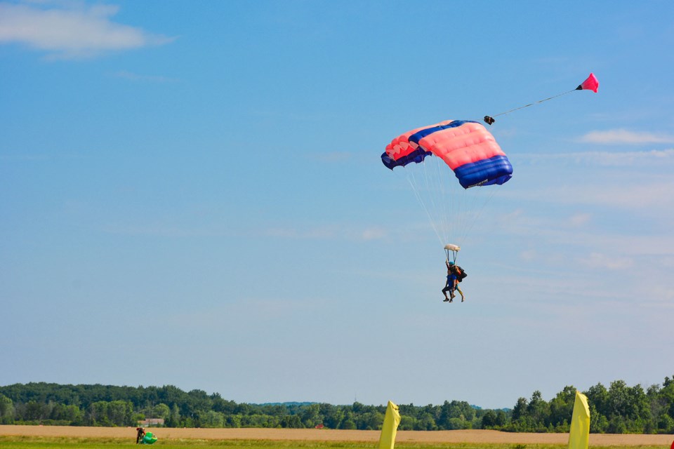 Skydivers drop in on the main field at NCDRA.