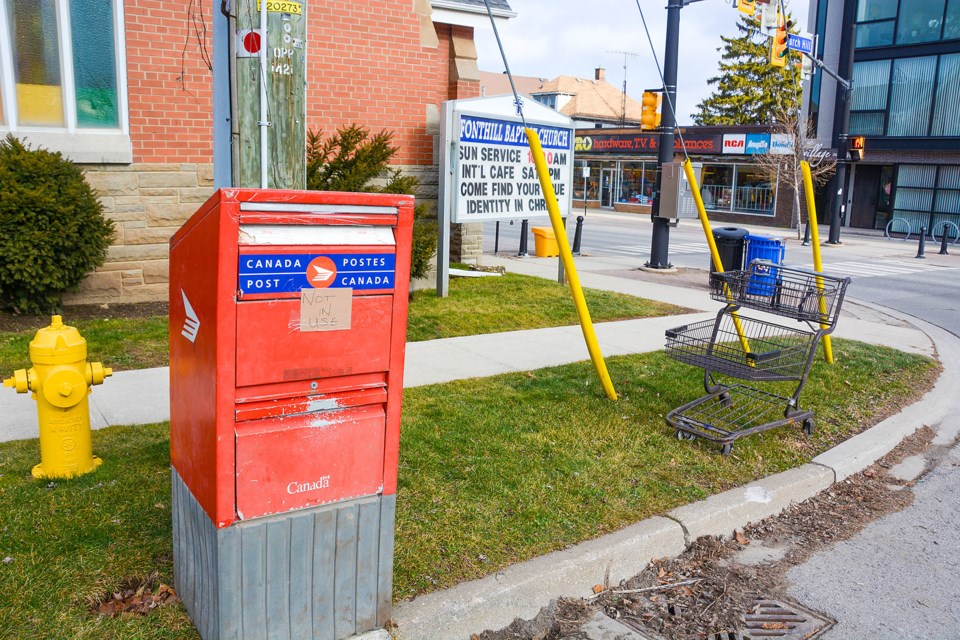 A letterbox stolen from the Fonthill Post Office found its way to the curb next to Fonthill Baptist Church sometime overnight on Jan.9.