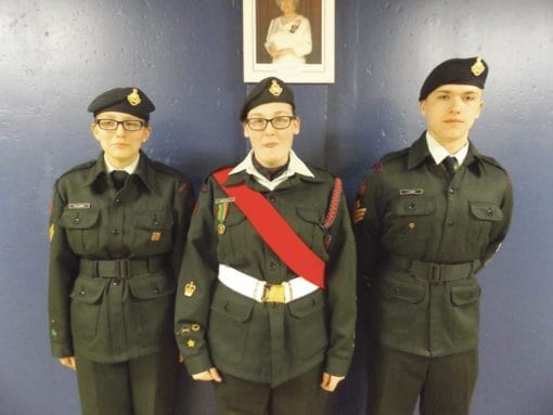 Corporal Arianna Ellison, Warrant Officer Emma Beaule, and Sergeant Thomas Lyons are all taking part in the upcoming Cadet trip to Vimy Ridge