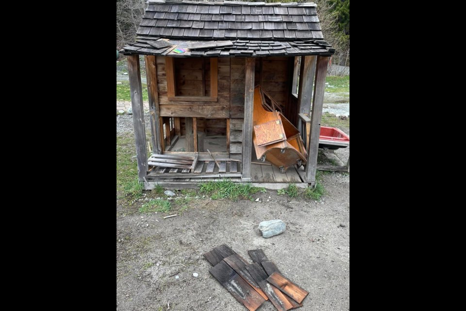 One of the vandalized playhouses near Whistler Waldorf School