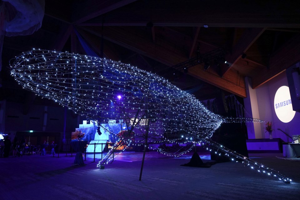 A giant whale installation that was one of several eye-catching pieces on display at the Whistler Conference Centre for the Submerse gala on Saturday, March 4. 
