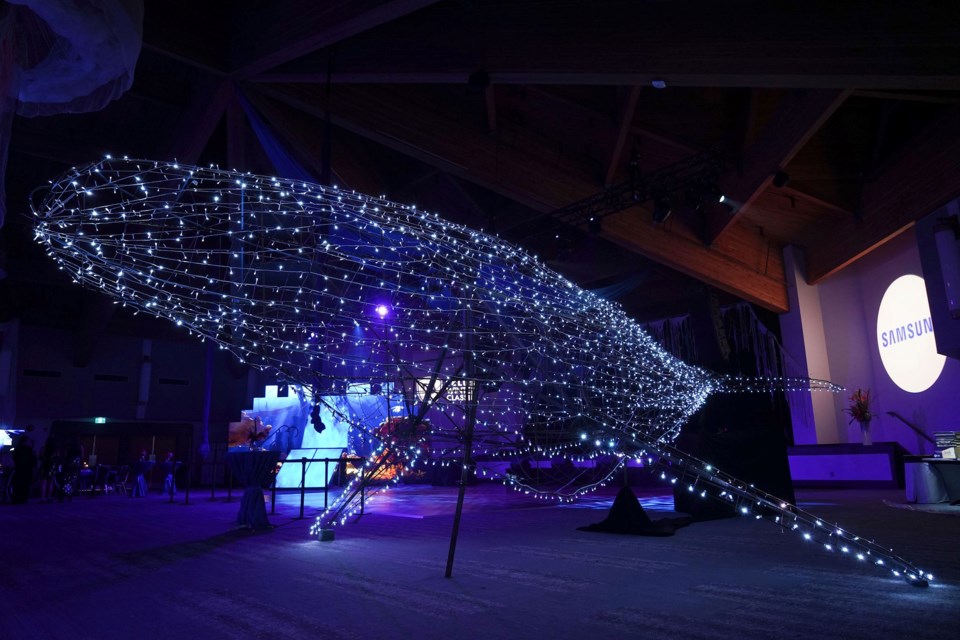 A giant whale installation that was one of several eye-catching pieces on display at the Whistler Conference Centre for the Submerse gala on Saturday, March 4. 
