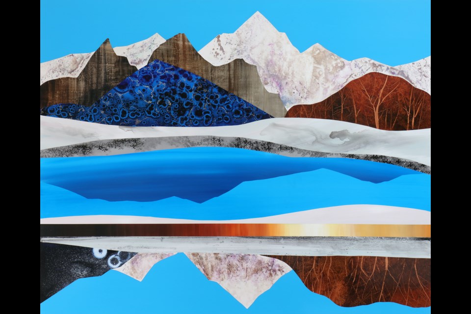 "Double Depth Peak Reflective," 2025. Acrylic on panel, 48 x 60" (122 x 152 cm). 