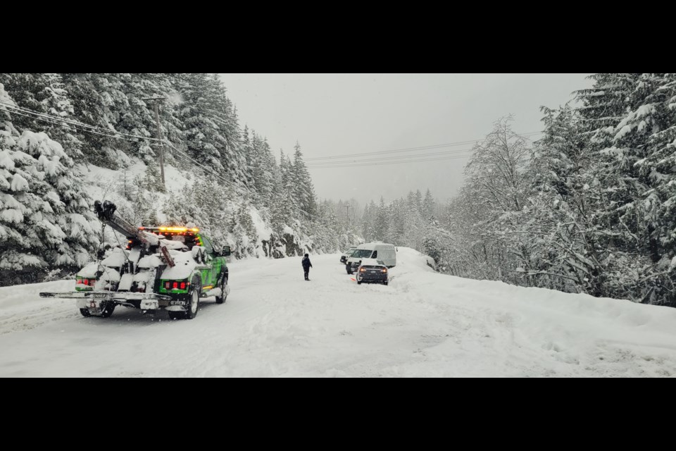 It's slow going on Highway 99 through Whistler today. A winter storm warning is in effect for the resort for Feb. 28.
