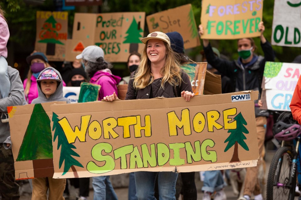 Locals gathered in Whistler Village on Sunday, June 6 for another rally calling for an end to old-growth logging in B.C.