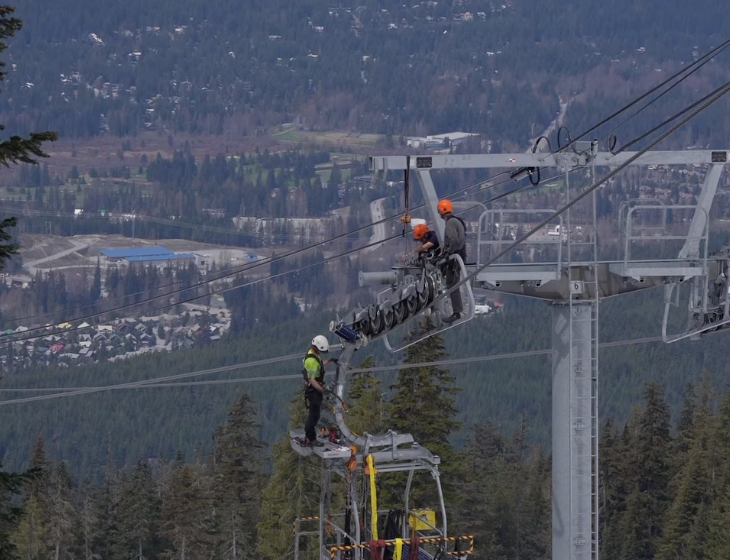 Lift maintenance workers on Whistler Blackcomb.