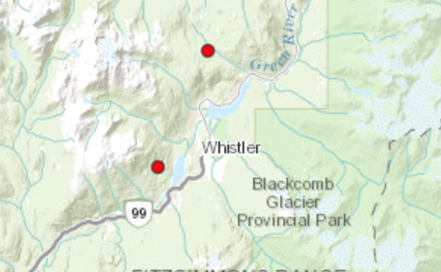 A pair of small wildfires ignited in Whistler on June 27.