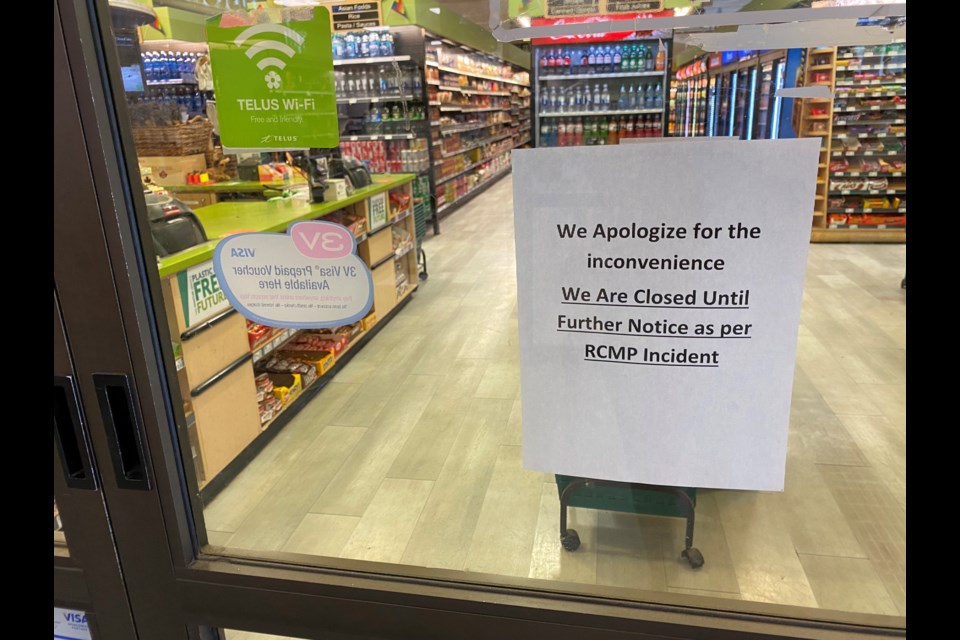 Some businesses' doors were closed Sunday afternoon following the shooting in Whistler Village. 