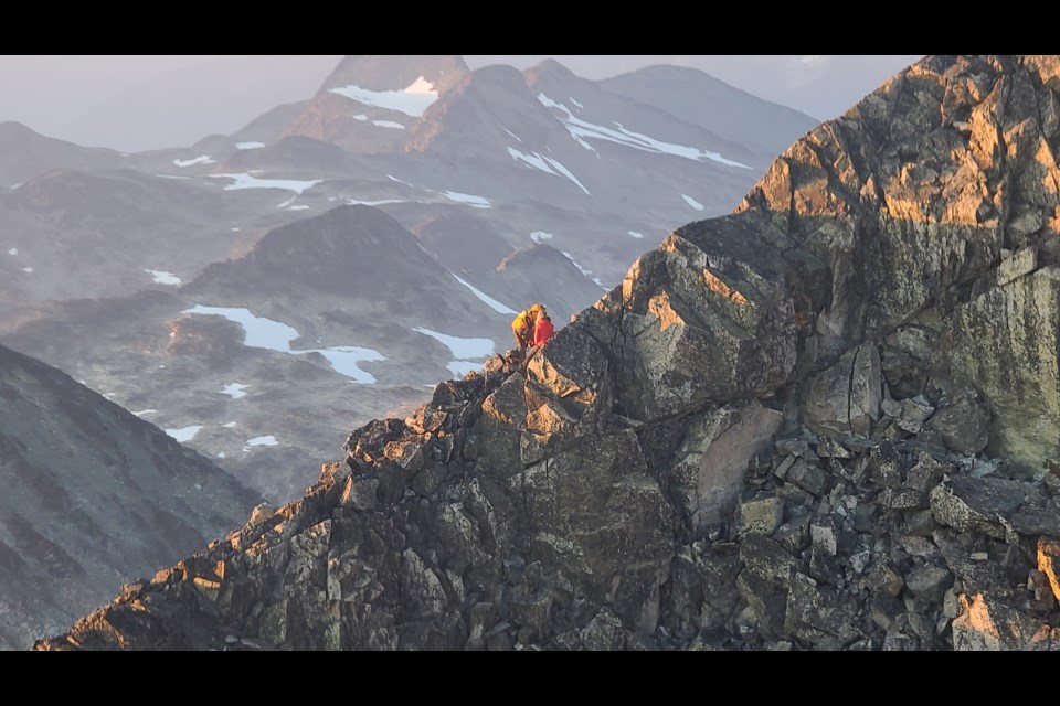 Whistler Search and Rescue volunteers attend a call on Mt. Weart in Garibaldi Provincial Park. A female climber was long-lined off the mountain after injuring her knee on Sunday, July 11. 