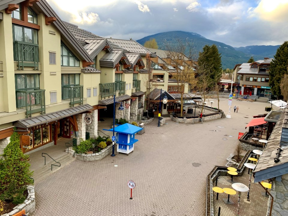 empty whistler village stroll - Monday, May 3 