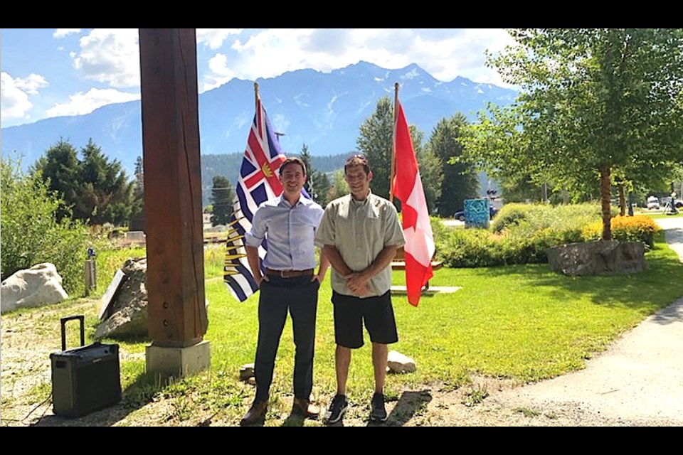West Vancouver—Sunshine Coast—Sea to Sky Country MP Patrick Weiler, left, joined Pemberton Mayor Mike Richman on July 28 to announce a significant federal investment to extend the Friendship Trail. 