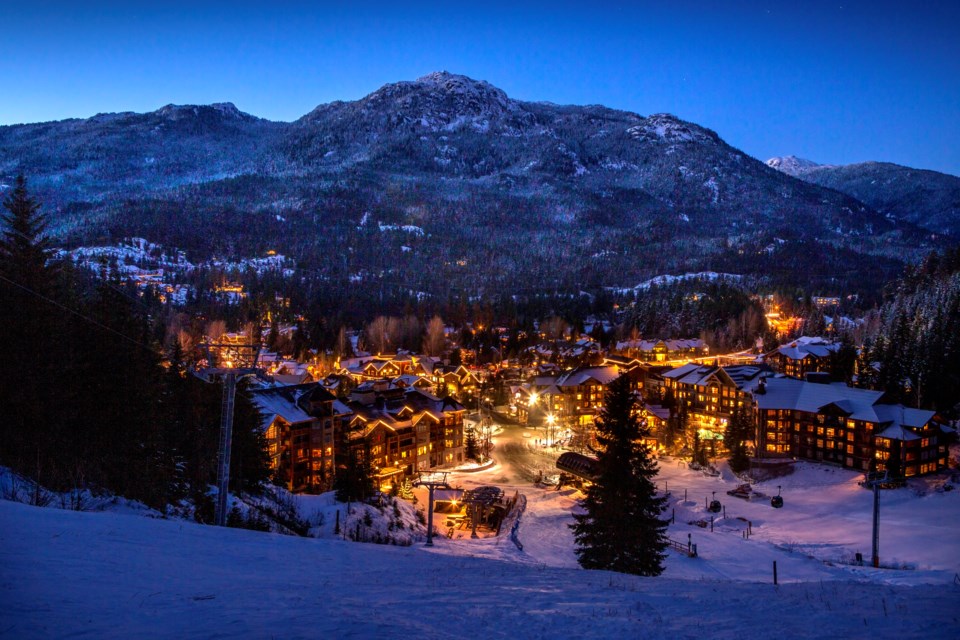 Whistler village at night