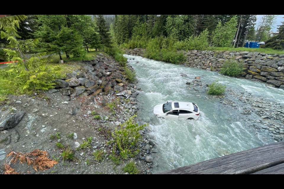 A vehicle that was driven into Whistler's Fitzsimmons Creek on Friday, June 10. 