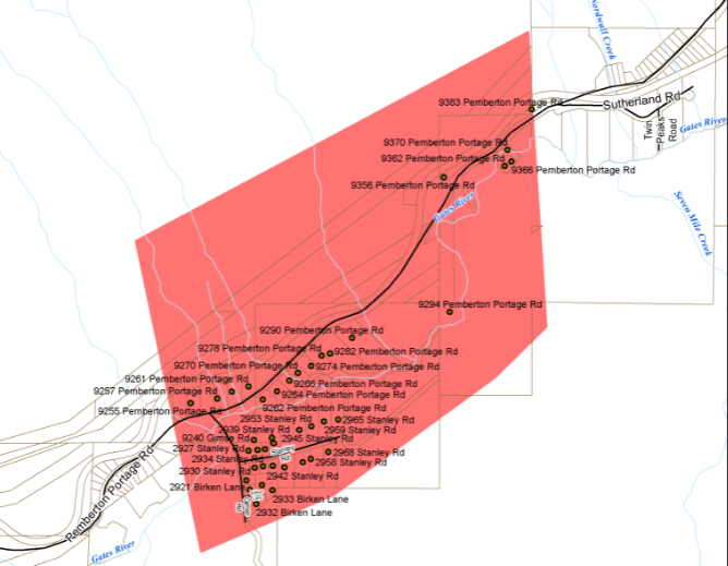 The Squamish-Lillooet Regional District issued an evacuation order for several properties in the Birken area late Tuesday night due to "immediate danger to life safety caused by a landslide hazard at Neff Creek," the regional district said on its website. The order was rescinded Thursday. 