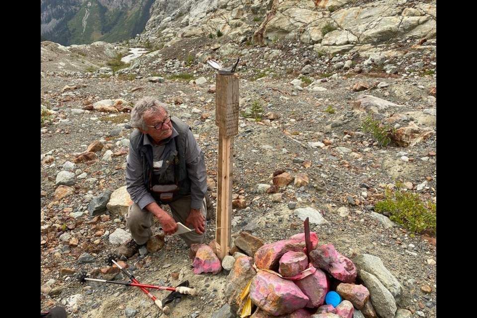 Whistler geologist Karl Ricker measuring Overlord Glacier on Sunday, Sept. 3.
