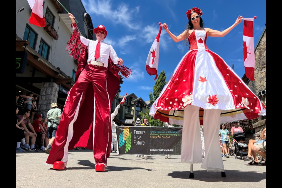 Scenes from Whistler's 2025 Canada Day Parade, which featured foot- and pedal-powered floats from community groups of all stripes, and thousands lining the Village Stroll to take it all in.