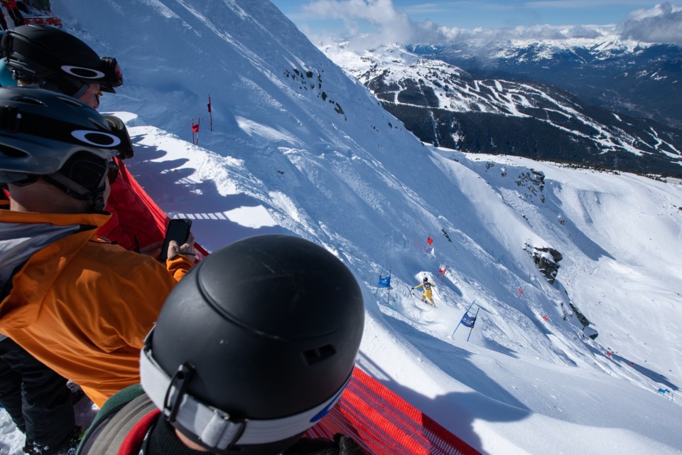 A skier makes their way through the gates during the 2019 Saudan Couloir Ski Race Extreme. The event is returning to Whistler Blackcomb's slopes in 2022 as part of a shortened World Ski and Snowboard Festival. 
