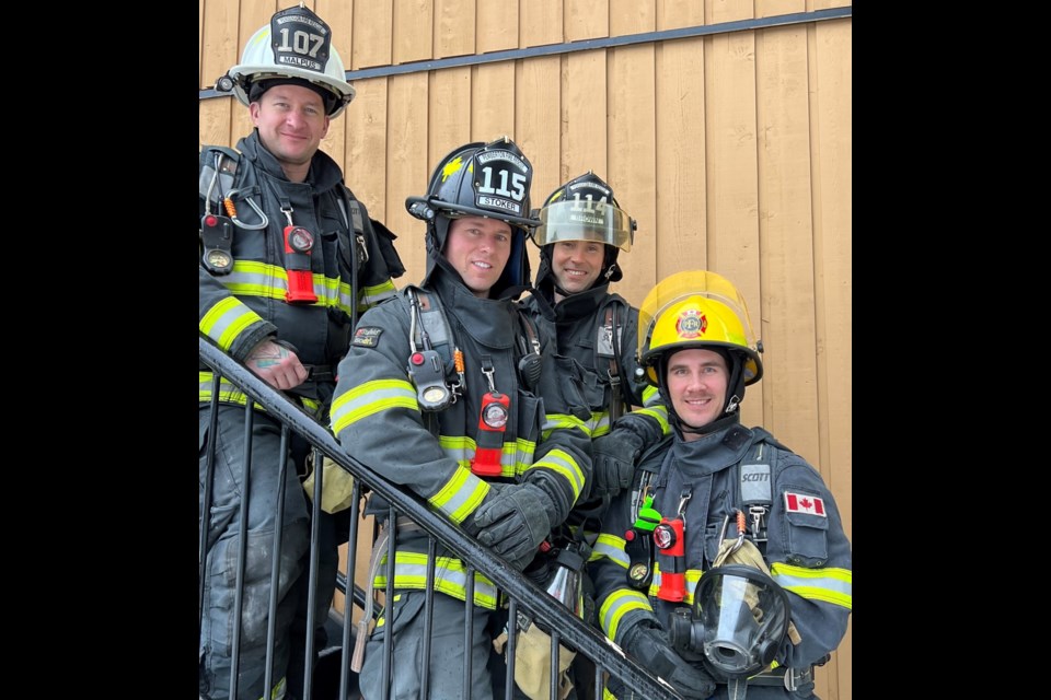 Pemberton firefighters ready to take part in the BC Lung Foundation's Climb the Wall fundraiser. 