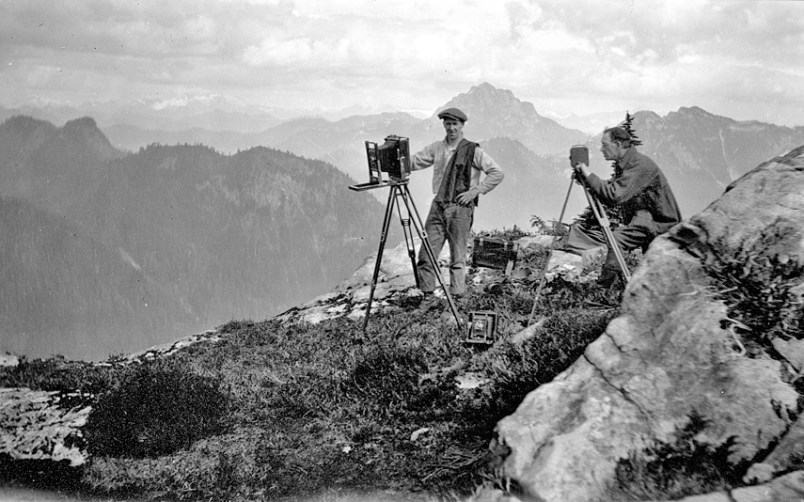 Hauling camera equipment up Goat Mountain in 1926 north shore news museum archives