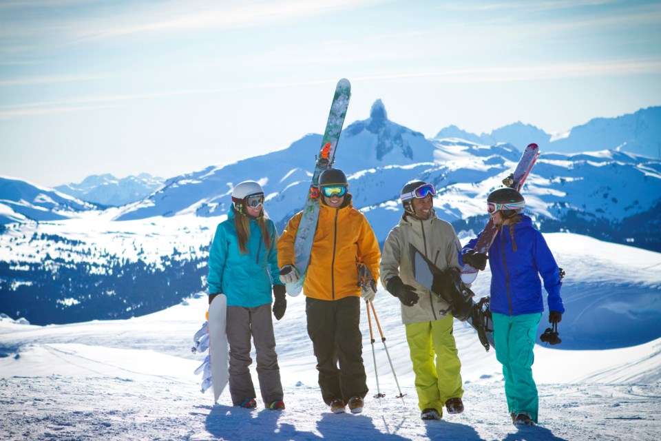 friends skiing at Whistler blackcomb black tusk