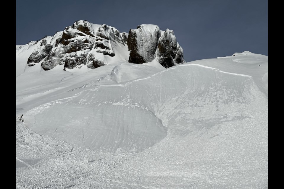 A size 2 avalanche triggered on Powder Mountain near Whistler on Wednesday, Feb. 8, 2023.