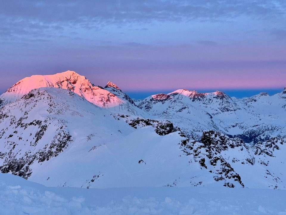 whistler backcountry at sunset by Lindsay gough