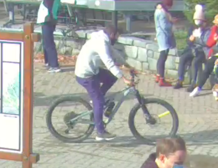 A security still of a suspect connected to the recent theft of a mountain bike from Mountain Square. 
PHOTO COURTESY OF THE RCMP