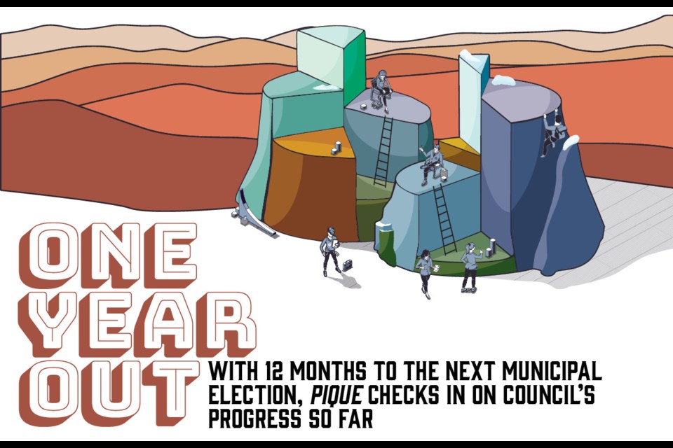 One Year Out. With 12 months to the next municipal election, Pique checks in on council’s progress so far