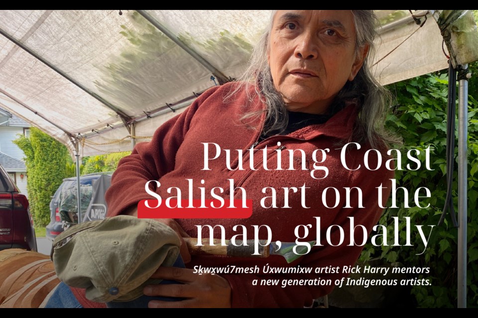 Putting Coast Salish art on the map, globally.
Sḵwx̱wú7mesh Úxwumixw artist Rick Harry mentors a new generation of Indigenous artists.