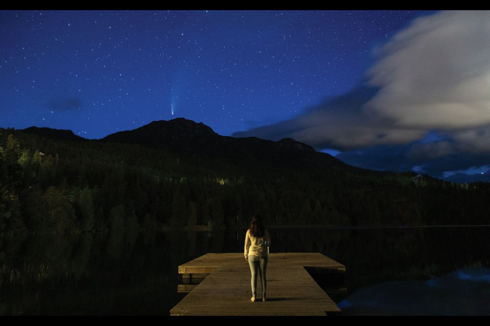 NEOWISE FROM NITA Tara Kaman captured this stunning image of the comet NEOWISE from the Nita Lake Dock, before the comet disappears for a few thousand years. 
Photo by Tara Kaman  