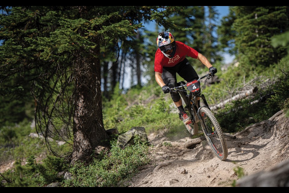 #FINNDURO Whistler’s Finn Iles earned yet another enduro win this week, after taking three of four stages in the CLIF Crankworx Summer Series’ stop in Kicking Horse on Tuesday, Aug. 4. The win came following his earlier victory in the SilverStar Enduro the previous week. “I feel like I’m in the best shape of my life right now,” the downhiller said in a release. 
Photo by Chris Pilling / courtesy of Crankworx