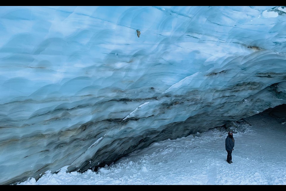 ICE CAVE ADVENTURES There’s nothing to brighten a cloudy day quite like a mid-winter visit to the ice cave on Blackcomb Glacier. 