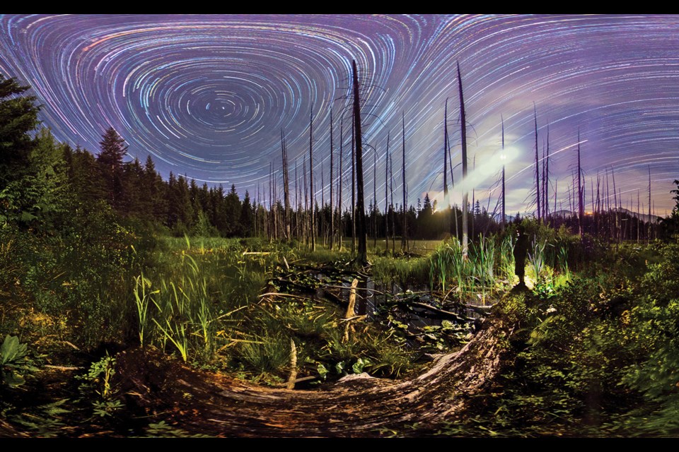 CHASING STARS Chasing stars at Beaver Pond, to be more specific. “I had an idea to capture star trails a little bit differently a while ago,” the photographer told Pique in an email. “This photo is a blend of 240 x 30 sec. Photos taken in August 2020.” Can you spot him?
Photo by Filip Hrkel
