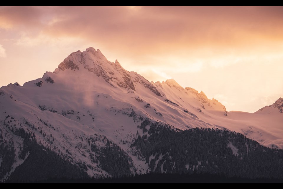 TANTALUS TONES One benefit of sunny March days? Golden sunsets like the one pictured here, over the Tantalus Range south of Whistler.