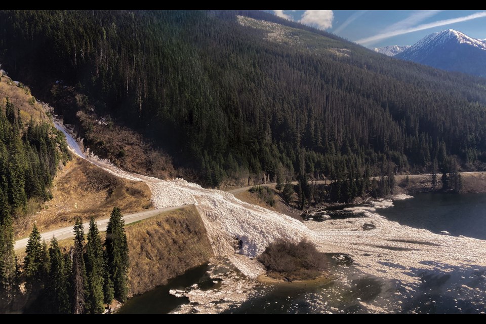 AVALANCHE PATH An avalanche slid down path 51, spilling over Duffey Lake Road—a.k.a. Highway 99—on Sunday, May 16, leaving plenty of fresh debris in the water below. 