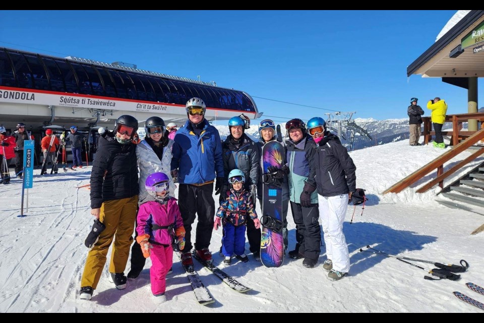 FAMILY AFFAIR Four generations of the Lee/Pasternak family, who grew up skiing in Whistler, enjoyed a March visit to the mountains. 